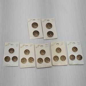Vtg Le Chic Gold Eagle Button Set  12-Small 4-Large Military Uniform Buttons